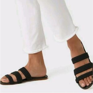 Rothy's Triple Band Sandals Slip-On Womens Shoes Black Size 7.5